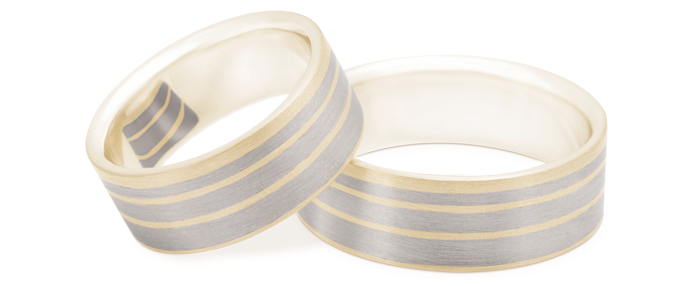 LISTRAS - Ouro Amarelo com listras de Ouro Branco