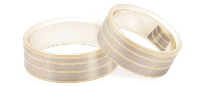 LISTRAS - Ouro Amarelo com listras de Ouro Champanhe