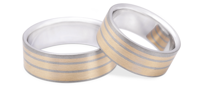 LISTRAS - Ouro Branco com listras de Ouro Amarelo