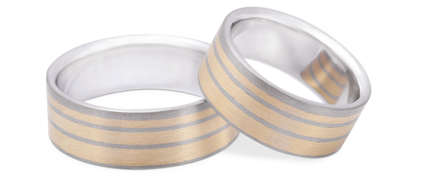 LISTRAS - Ouro Branco com listras de Ouro Amarelo