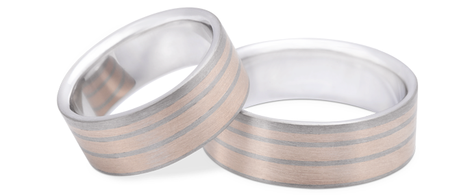 LISTRAS - Ouro Branco com listras de Ouro Rosa