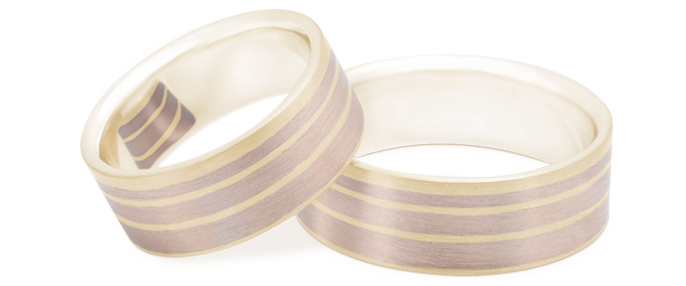 LISTRAS - Ouro Amarelo com listras de Ouro Rosa